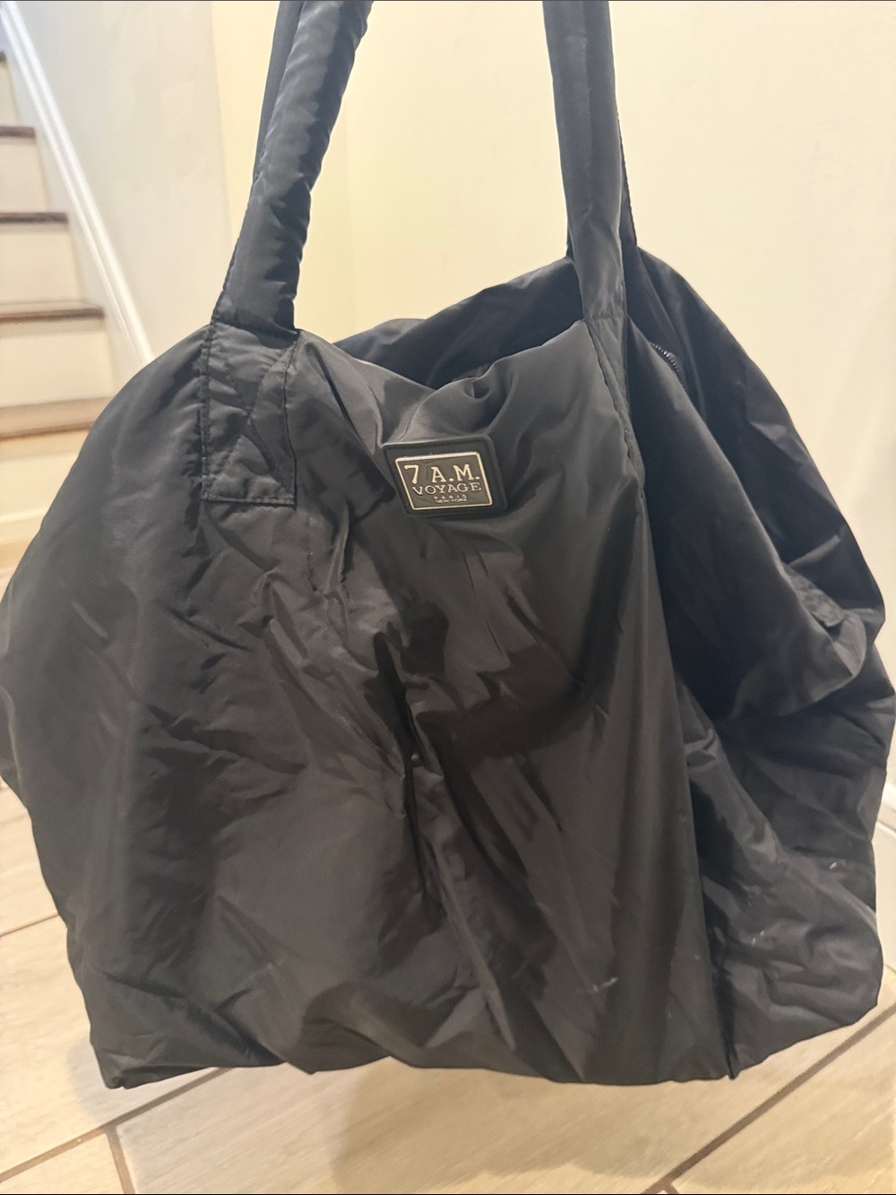 7AM Enfant Voyage Black Nylon Duffel Tote Bag